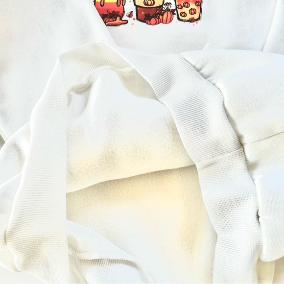 Crewneck Fleece Sweatshirt. White - Picture 3 of 3